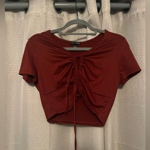 ❤️Drawstring Adjustable Burgundy Crop Top, Size M